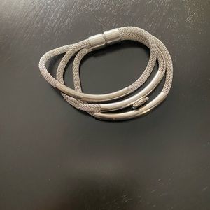 Silver magnetic clasp bracelet with owl